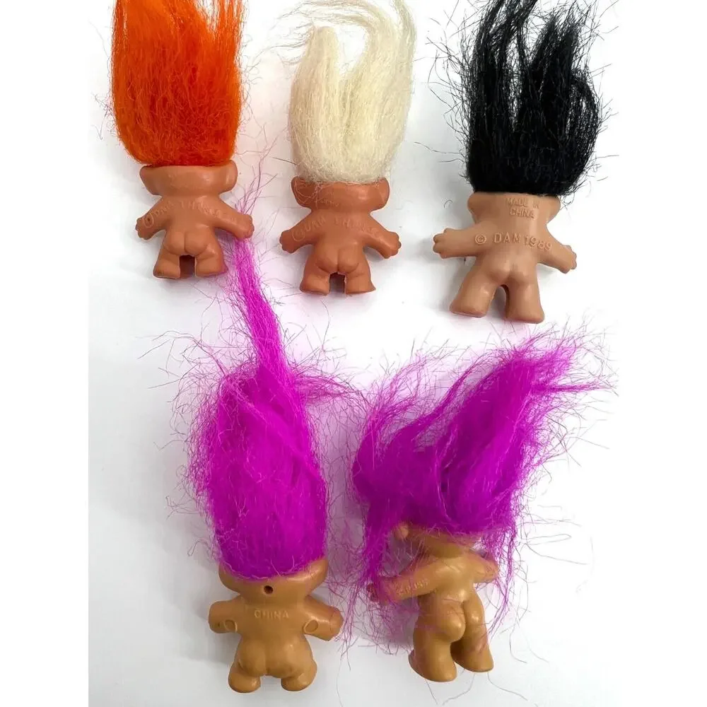 Vintage Russ Miniature Lucky Troll Dolls Lot of 5